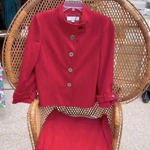 Tahari Red Skirt Suit Size 12